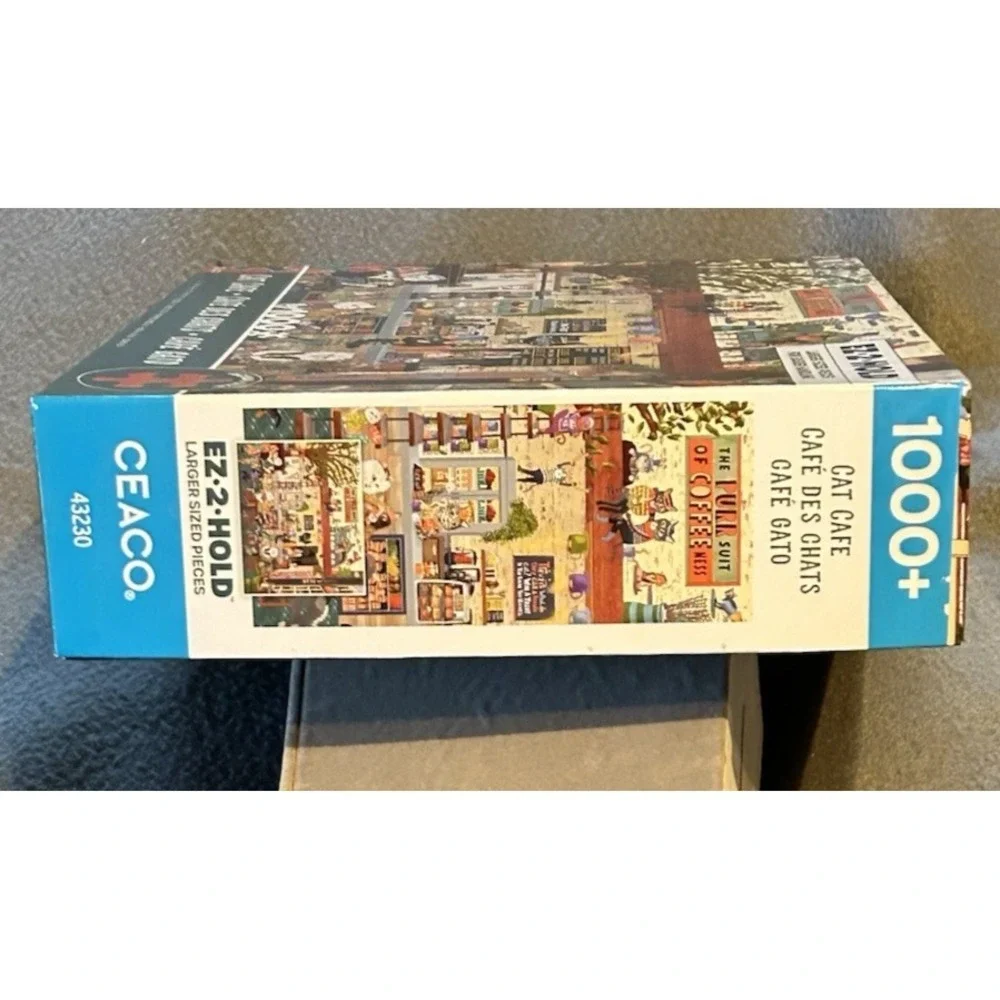 Ceaco Puzzle 1000 Piece EZ-2-Hold CAT CAFE Cindy Jackson Larger Size Pieces